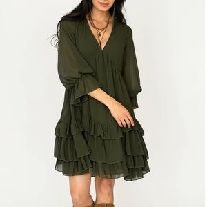 Joyfolie amabella dress in olive size medium